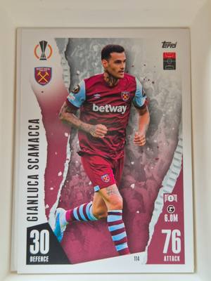 Gianluca Scamacca – West Ham United – Topps Match Attax UEFA Europa League 2022/23 #114 – West Ham United – Match Attax – 2022/23 gyűjtői kártya