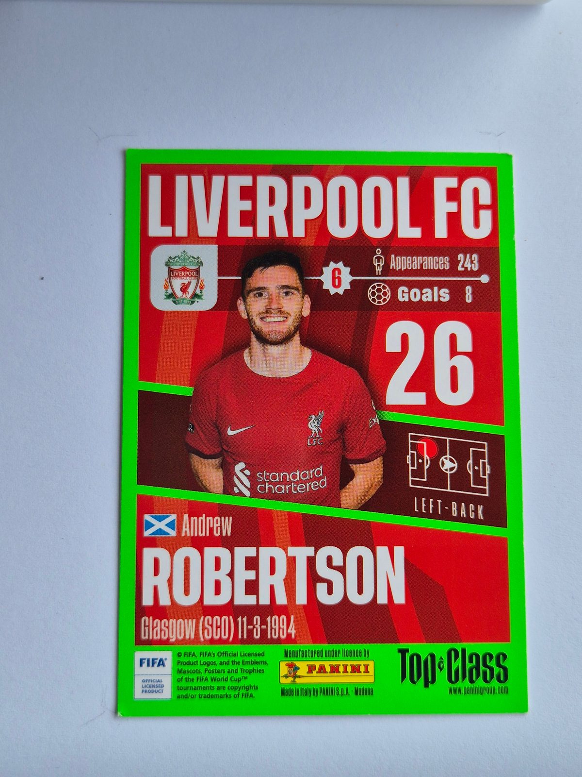 Andrew Robertson – Liverpool FC – Panini Top Class #41 Base