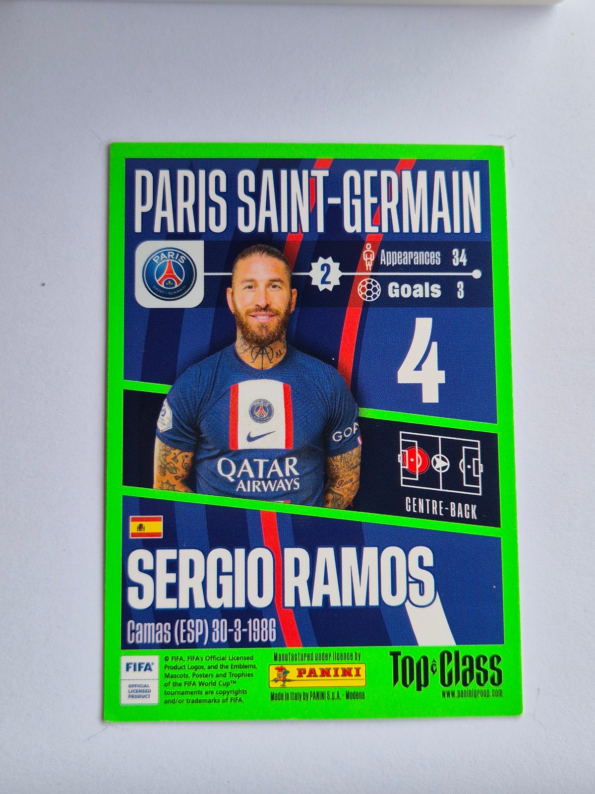 Sergio Ramos – Paris Saint-Germain – Panini Top Class 2022/23 #25